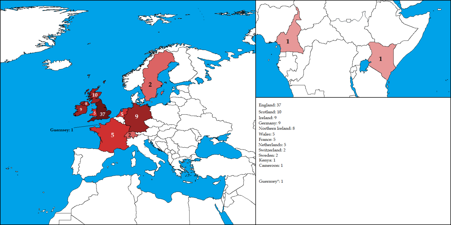Karte mit der Abstammung der US-Präsidenten
