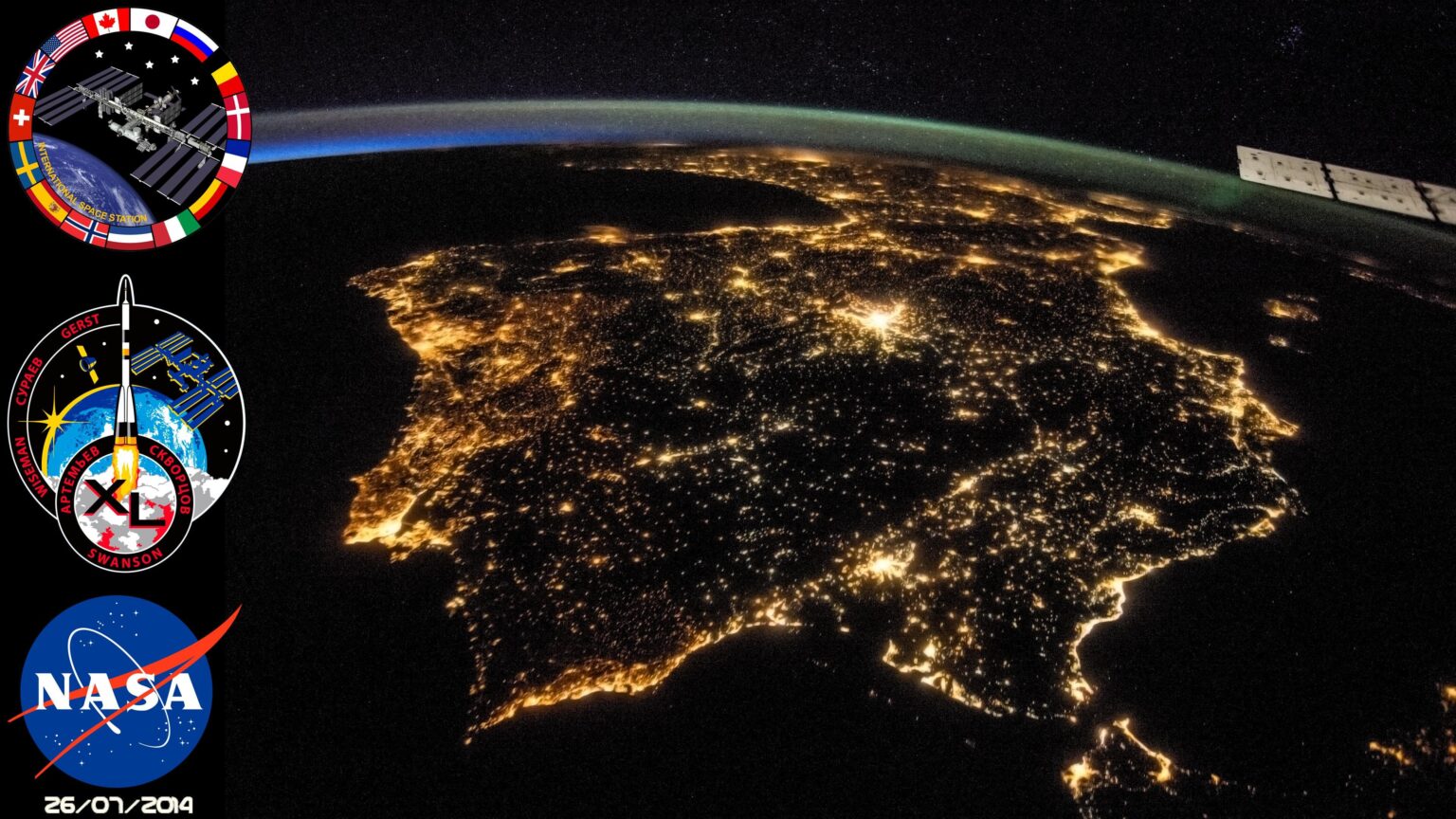 Hintergrundbild 4k Iberische Halbinsel - Nachtansicht von der Internationalen Raumstation