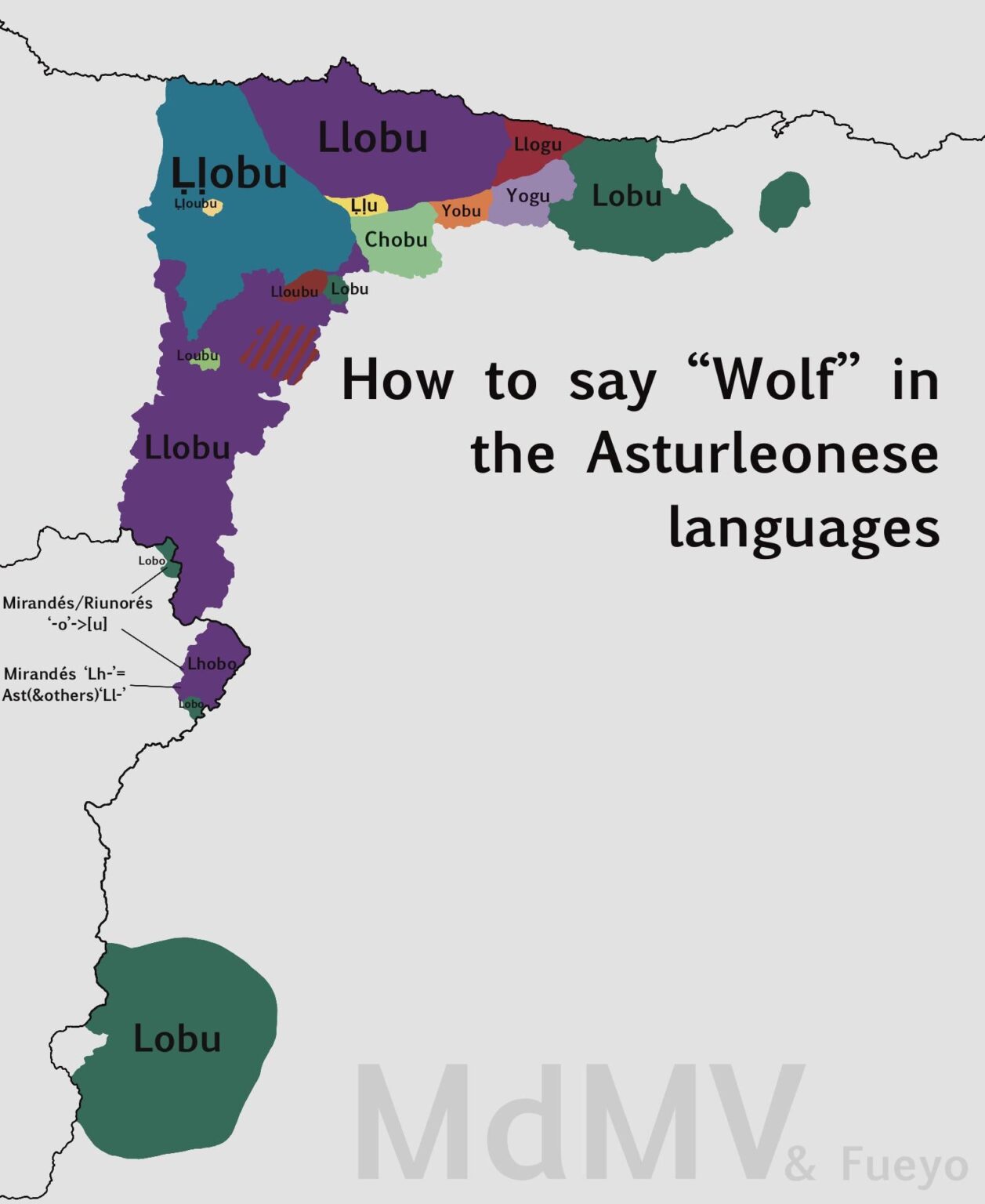 Wie man „Wolf“ in den asturischen Sprachen sagt