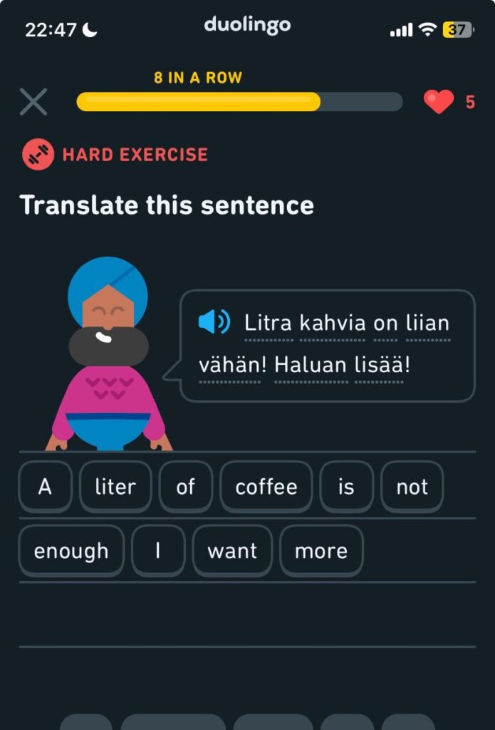 Finn Duolingo zwingt mich, ein echter Finne zu werden