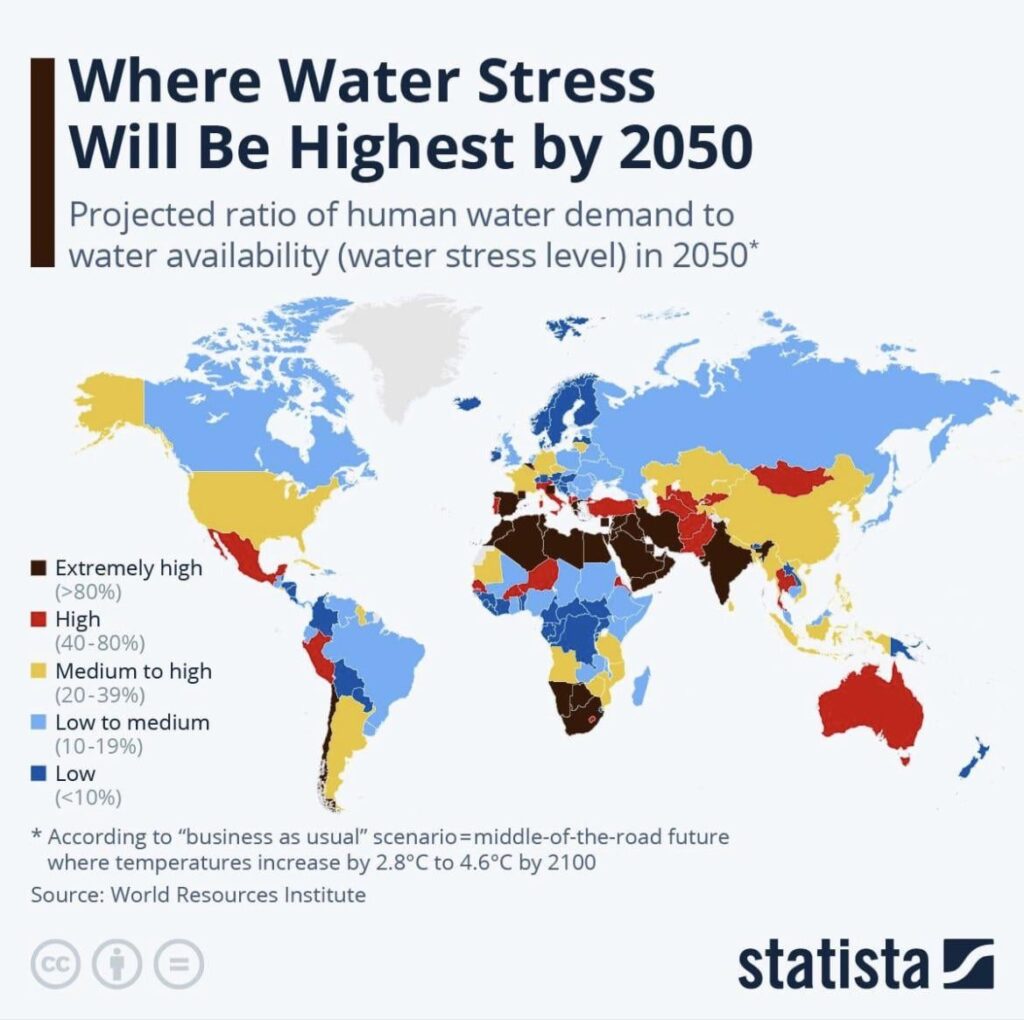 Wo der Wasserstress bis 2050 am höchsten sein wird