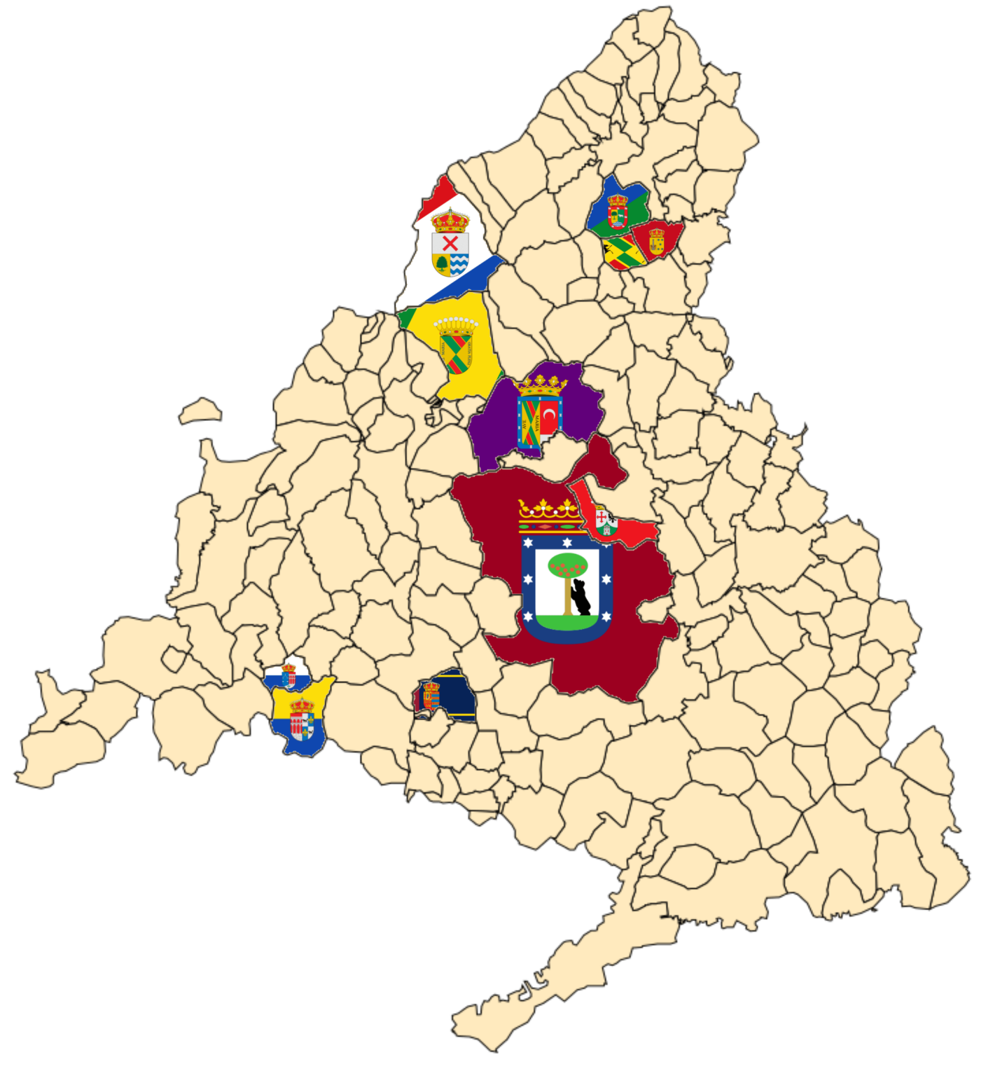 Erstellung der Karte aller Flaggen der Gemeinden Spaniens.  Tag 1, Madrid