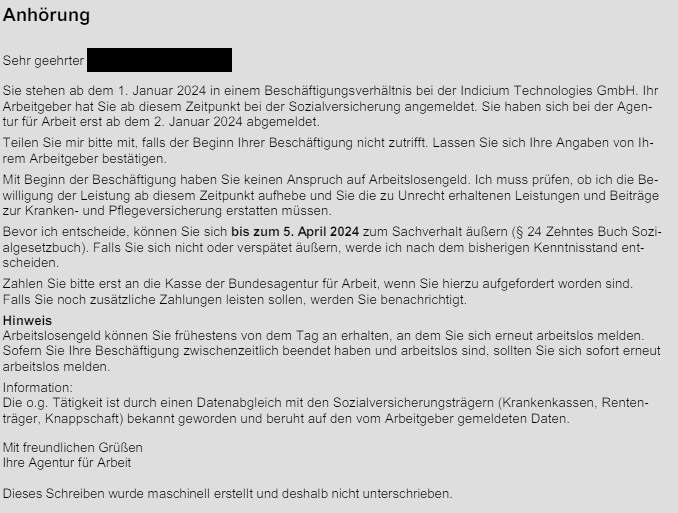 Versehentlich einen weiteren Tag Arbeitslosigkeit bezahlt bekommen, was nun tun?