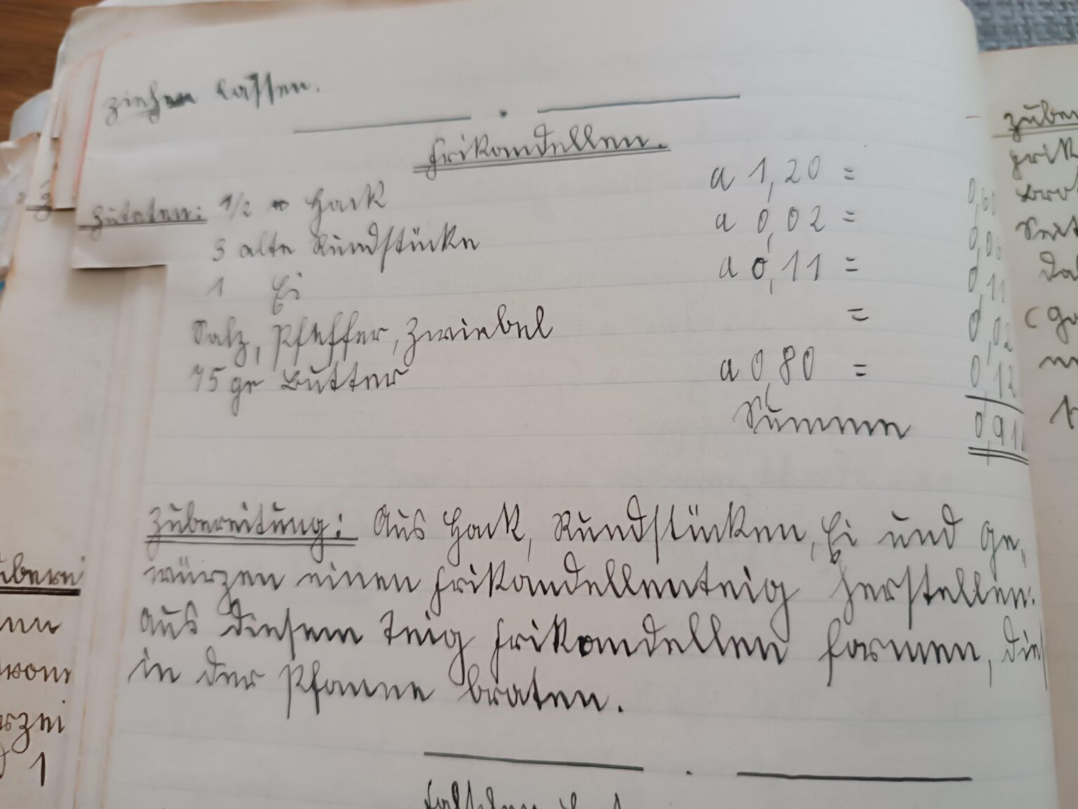 Ich habe das alte Koch- und Haushaltsbuch meiner Großmutter gefunden