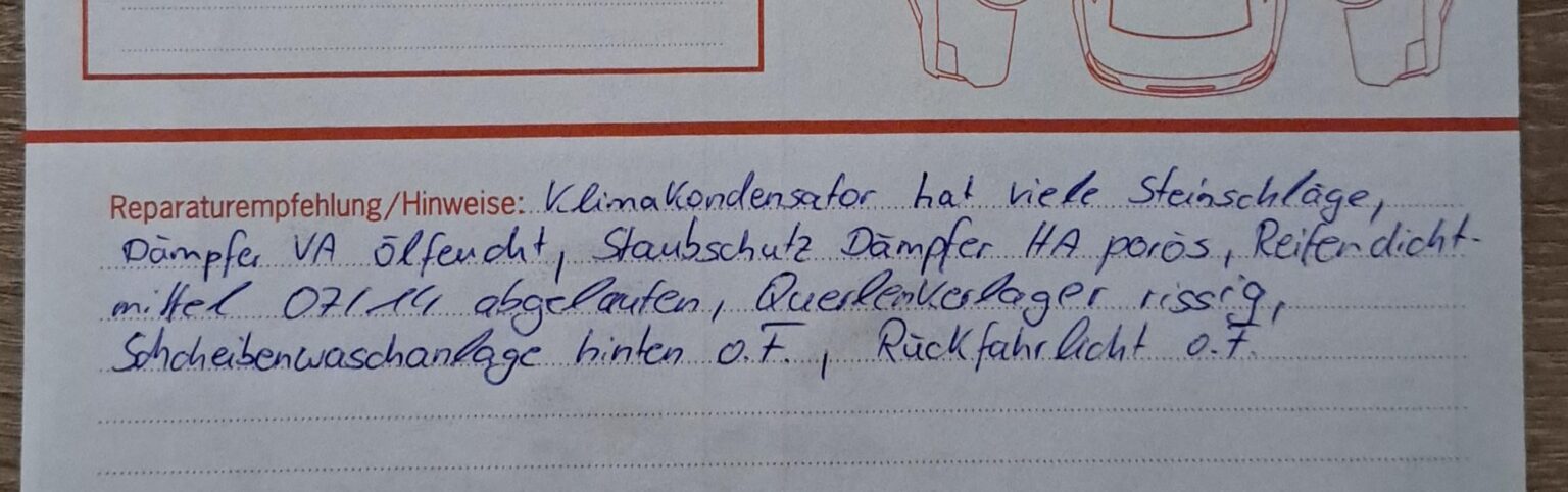 Kann jemand bitte diese Nachricht vom Mechaniker übersetzen?
