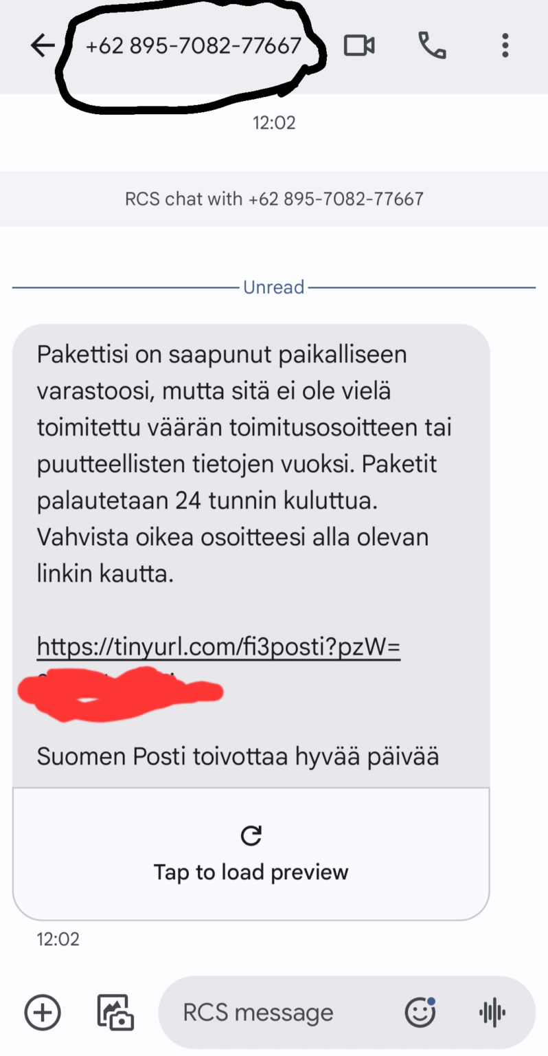 Beispiel für einen „Posti“-Betrug. Überprüfen Sie IMMER, woher die Nummer kommt!!! Beispiel für einen „Posti“-Betrug. Überprüfen Sie IMMER, woher die Nummer kommt!!!