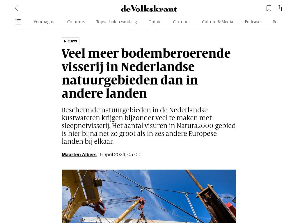 Viel mehr grundstörende Fischerei in niederländischen Naturschutzgebieten als...