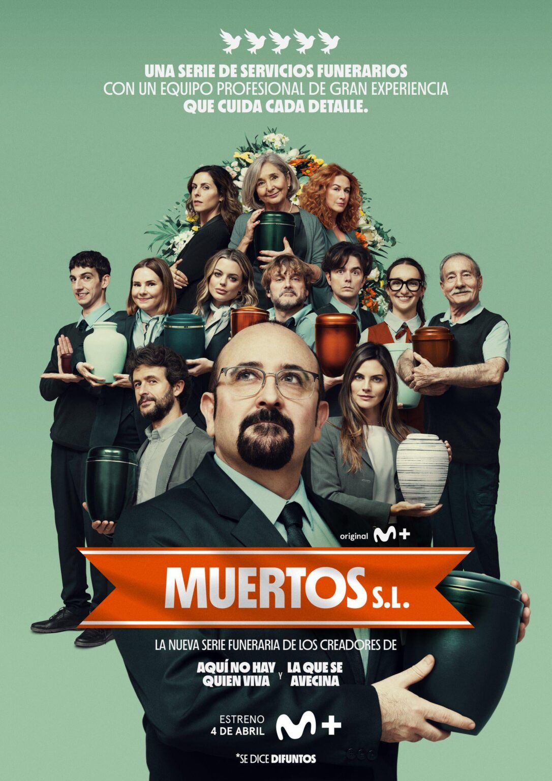 „Muertos SL“, die neue Comedy-Serie von denselben Machern und Darstellern wie „Aqui no hay que viva“, „La que se cerca“, „El pueblo“ und „Machos Alfa“, wurde heute auf Movistar Plus+ uraufgeführt. „Muertos SL“, die neue Comedy-Serie von denselben Machern und Darstellern wie „Aqui no hay que viva“, „La que se cerca“, „El pueblo“ und „Machos Alfa“, wurde heute auf Movistar Plus+ uraufgeführt.