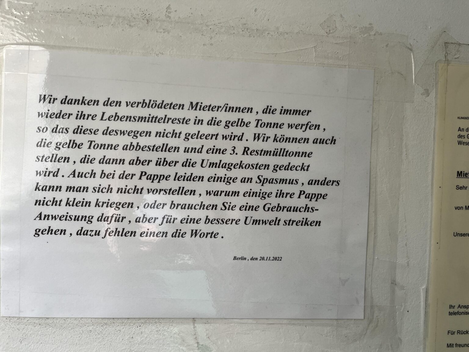 Ist das der normale deutsche Kommunikationsstil eines Hausmeisters?