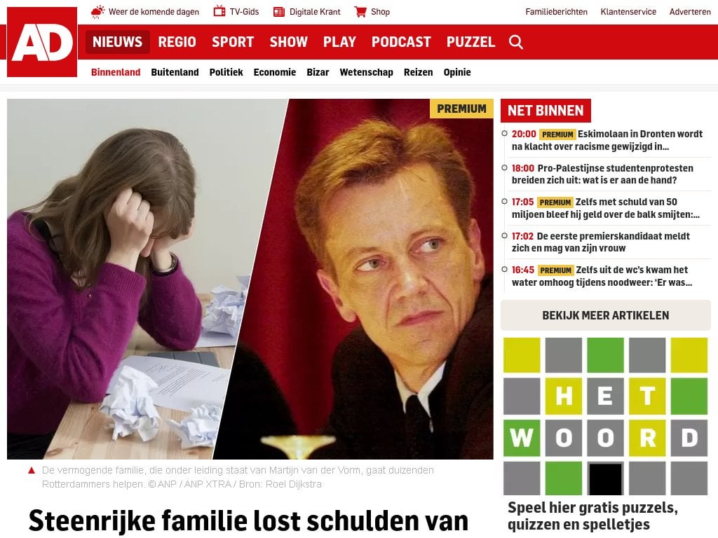 Sehr wohlhabende Familie zahlt Schulden von 1.000 Familien in Rotterdam ab.