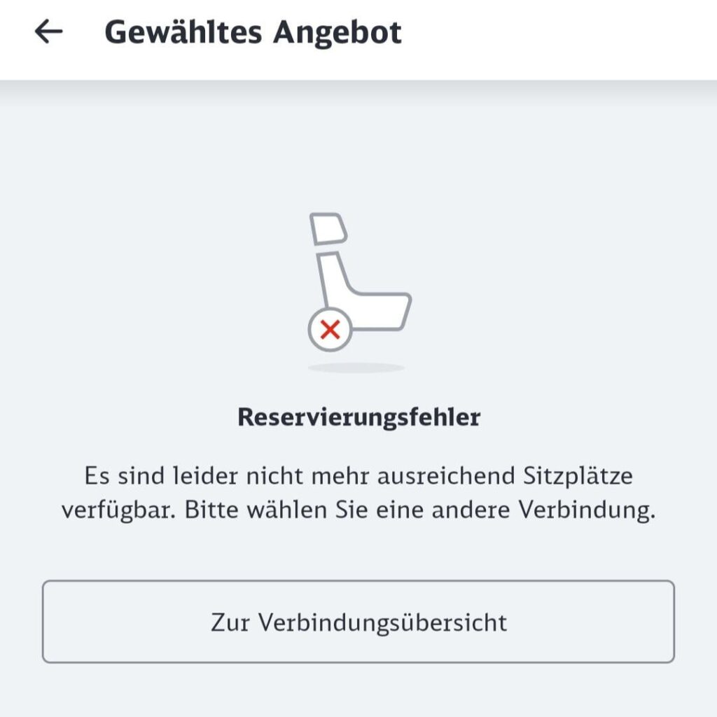 EC-Tickets nicht über DB-App und Website buchbar EC-Tickets nicht über DB-App und Website buchbar