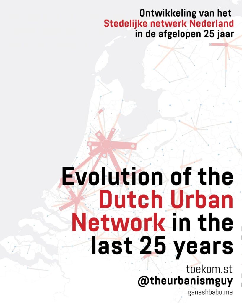 Kartierung der Entwicklung des niederländischen Stadtnetzwerks in den letzten 25 Jahren. Kartierung der Entwicklung des niederländischen Stadtnetzwerks in den letzten 25 Jahren.