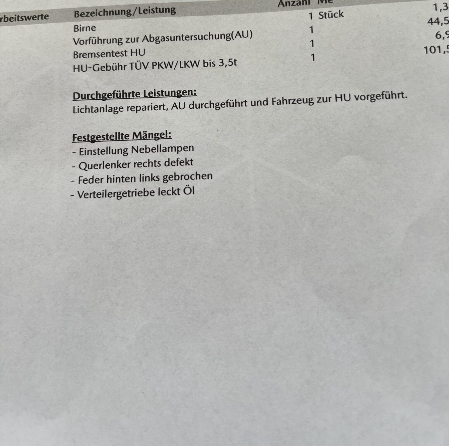 Der Service verlangt fast 700 €, um diese vier Dinge für eine TÜV-Inspektion zu „reparieren“. Ist das fair oder nicht?