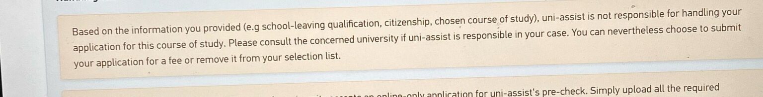 Uni-assist sagt, sie seien nicht für meine Bewerbung zuständig Uni-assist sagt, sie seien nicht für meine Bewerbung zuständig