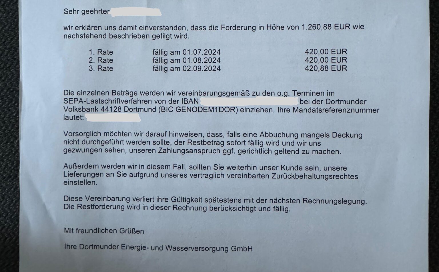 Wechsel des Stromanbieters bei bestehender Ratenzahlungsvereinbarung Wechsel des Stromanbieters bei bestehender Ratenzahlungsvereinbarung