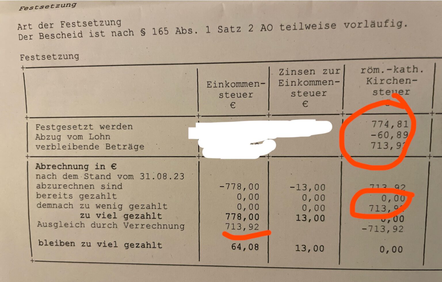 Kann mir jemand erklären, was es bedeutet, dass ich zu wenig Kirchensteuer gezahlt habe? Kann mir jemand erklären, was es bedeutet, dass ich zu wenig Kirchensteuer gezahlt habe?