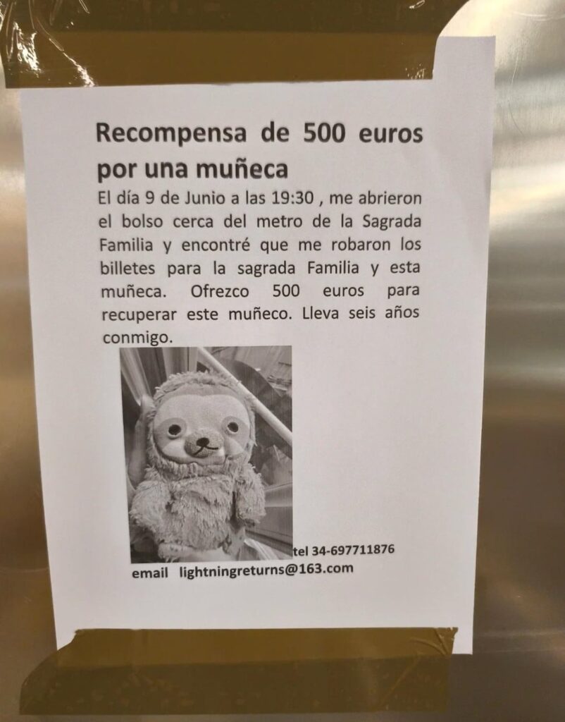 Belohnung von 500 Euro für eine Puppe Belohnung von 500 Euro für eine Puppe
