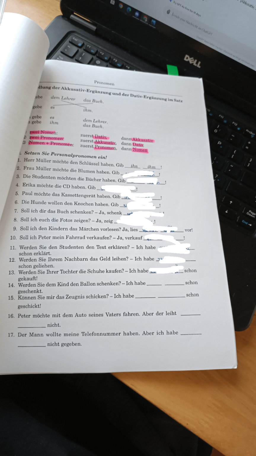 Kann jemand mir beim Deutsch Grammatik helfen 🥹