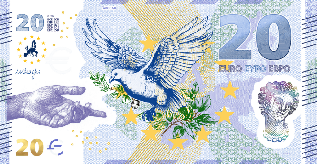 Neugestaltung von 20 Euro einer dritten europäischen Serie. Das Designthema dieser Banknote ist Frieden und Einheit. Die Abbildungen 3 bis 11 zeigen die sichtbaren Sicherheitselemente. Ausführliche Beschreibung in den Kommentaren. Neugestaltung von 20 Euro einer dritten europäischen Serie. Das Designthema dieser Banknote ist Frieden und Einheit. Die Abbildungen 3 bis 11 zeigen die sichtbaren Sicherheitselemente. Ausführliche Beschreibung in den Kommentaren.