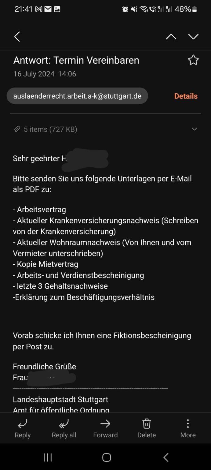 Ist dies ein normaler Weg, um eine Fiktionsbescheinigung zu erhalten?
