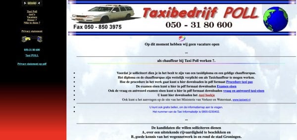 Taxi-Umfrage vom Groninger Gewinner „Hässlichste Website des Jahres“