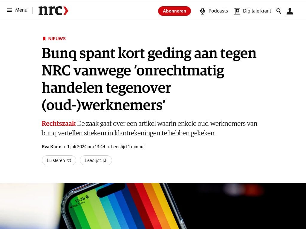 Bunq reicht Eilverfahren gegen NRC wegen „rechtswidrigem Verhalten“ ein …