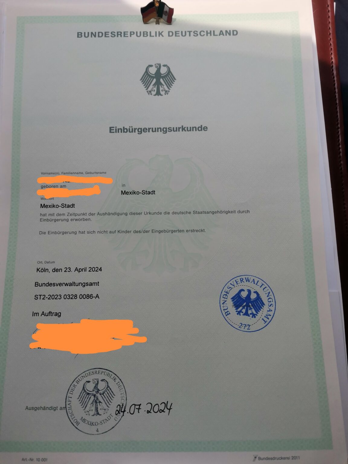 Heute bin ich deutscher Staatsbürger geworden!