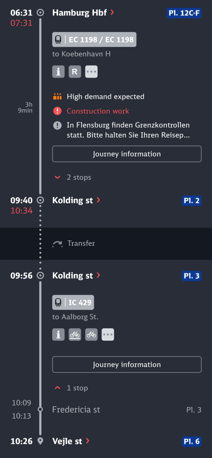 [HELP] Mein Zug nach Dänemark hat Verspätung und ich kann den nächsten Zug nicht erreichen. Was soll ich tun?
