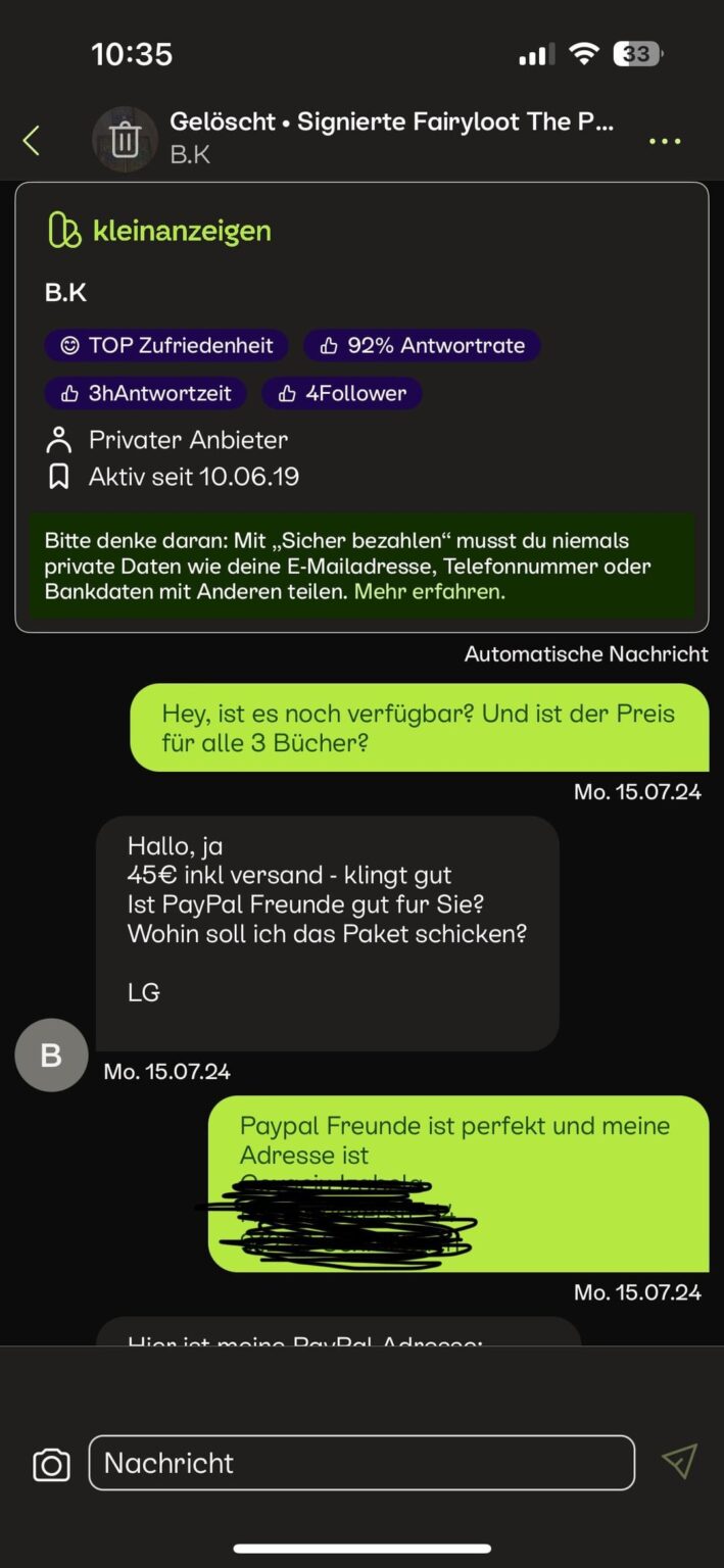 Glaubt ihr, ich bin bei Kleinanzeige betrogen worden?
