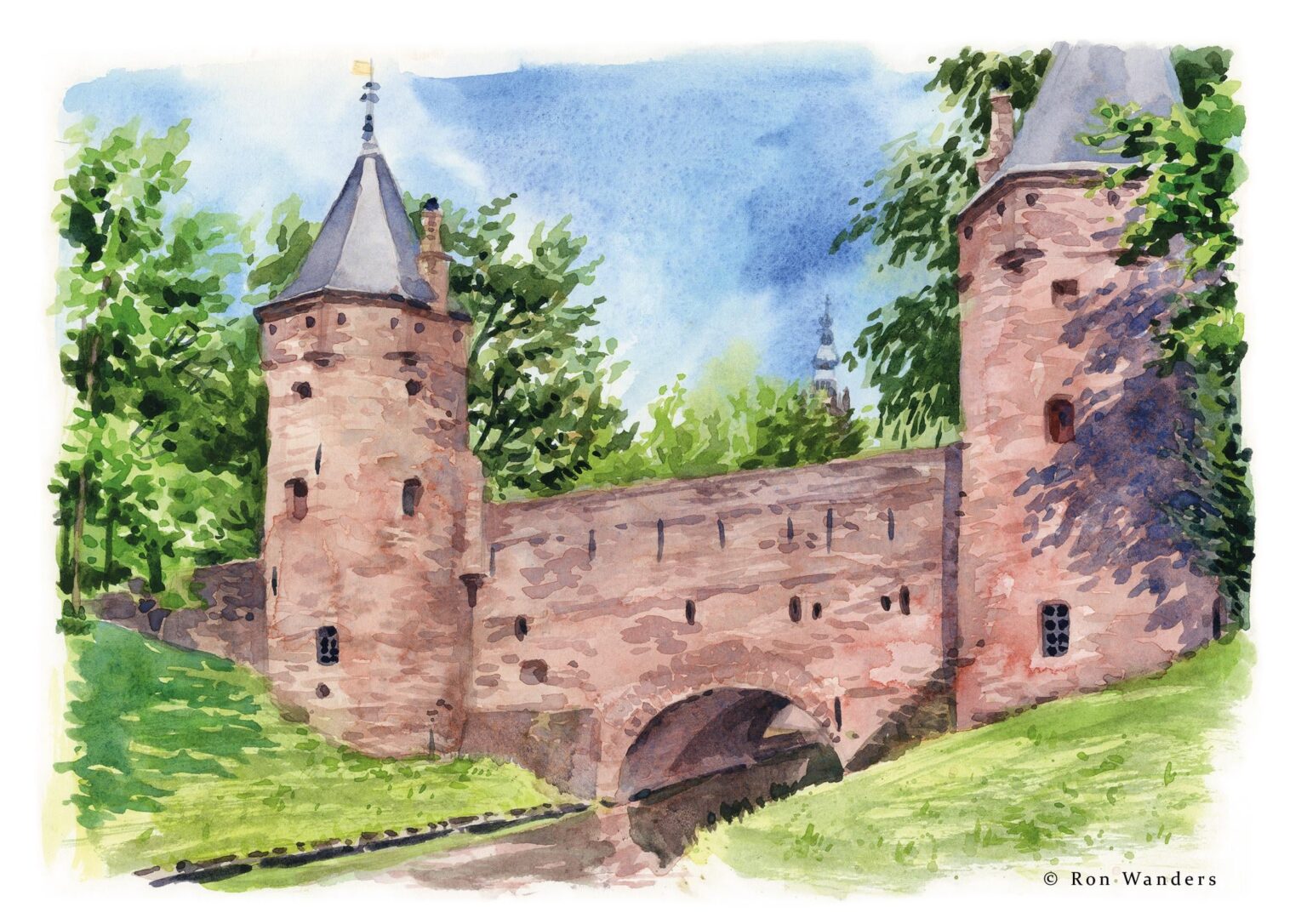 Die Monnikendam Amersfoort, Aquarell auf Papier