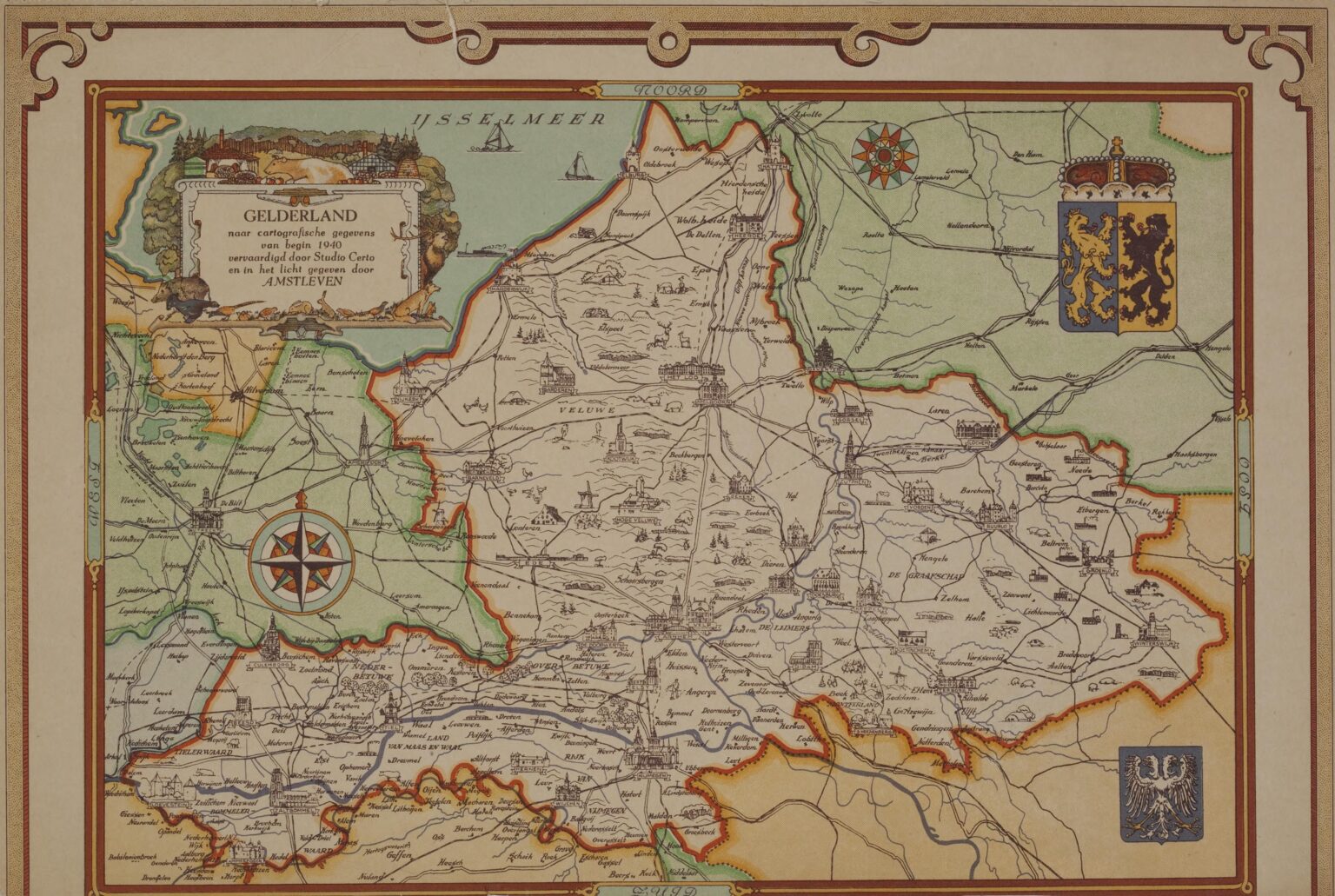 Schöne Karte von Gelderland aus den frühen 1940er Jahren