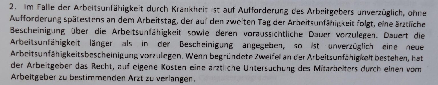 Regelungen zur Krankmeldung Regelungen zur Krankmeldung