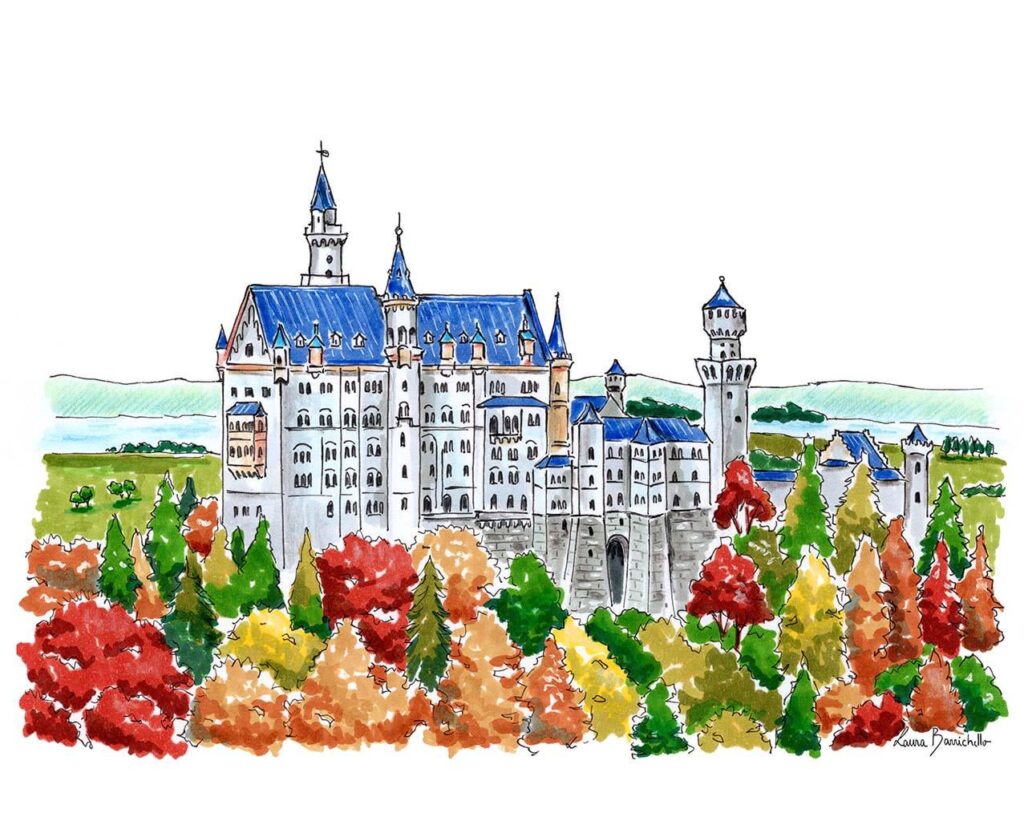 Ich habe das Schloss Neuschwanstein (von Hand) gezeichnet und wollte es hier teilen, hoffe, es gefällt Ihnen! :)