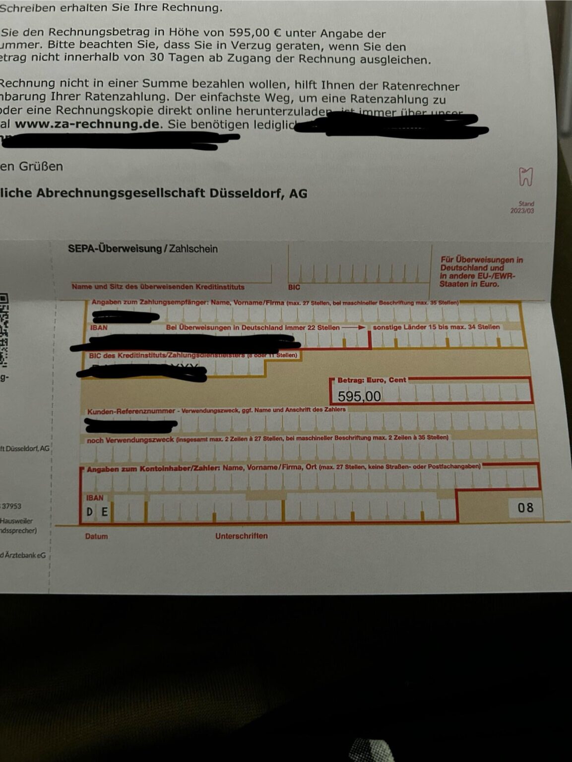 Zahnarztrechnung? ig? Zahnarztrechnung? ig?