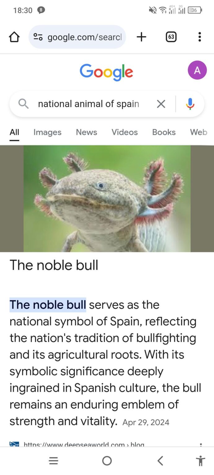 Ich habe das Nationaltier Spaniens nachgeschlagen