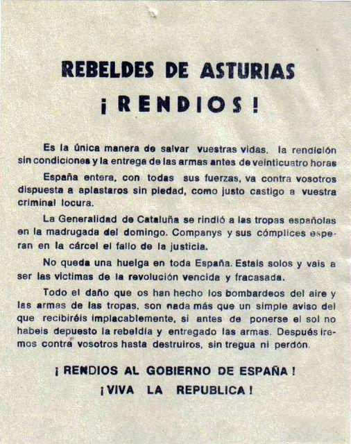 Vor 90 Jahren wurde die Oktoberrevolution 1934 in Asturien niedergeschlagen