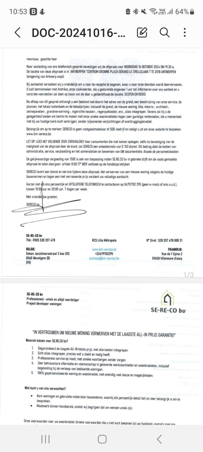 Hilfe bei Betrug. SeReCo bvba