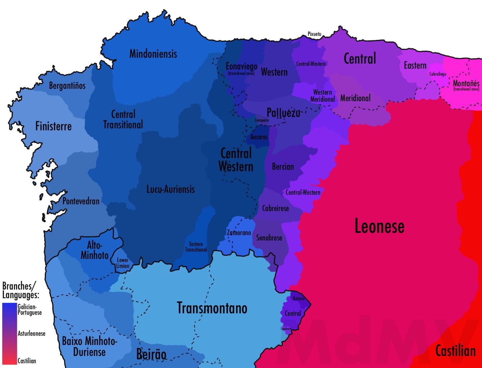 Sprachen und Dialekte des Nordwestens der Iberischen Halbinsel [OC]