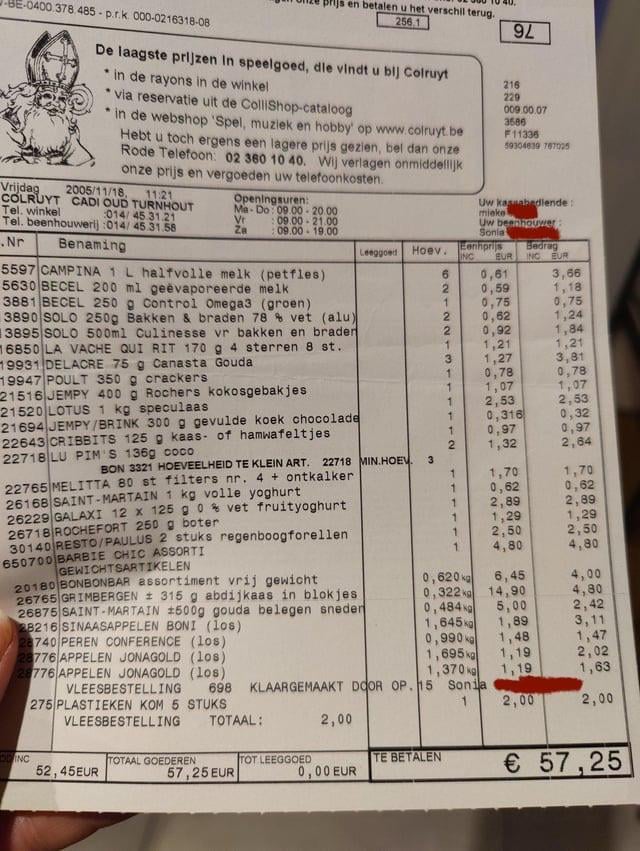 Colruyt-Quittung von vor genau 19 Jahren