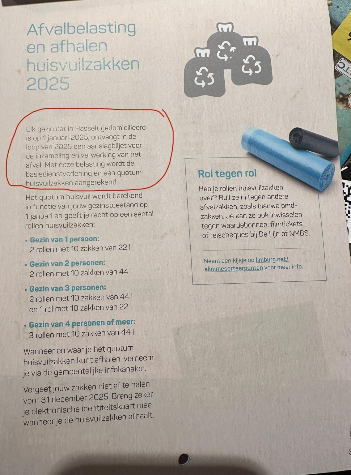 Verwirrung über die Müllsackabfuhr in der Stadt Hasselt, Limburg – Brauche Hilfe!