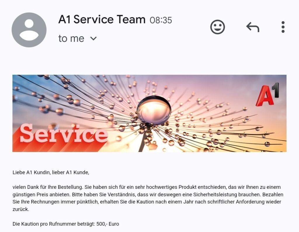 Kaution bei A1?