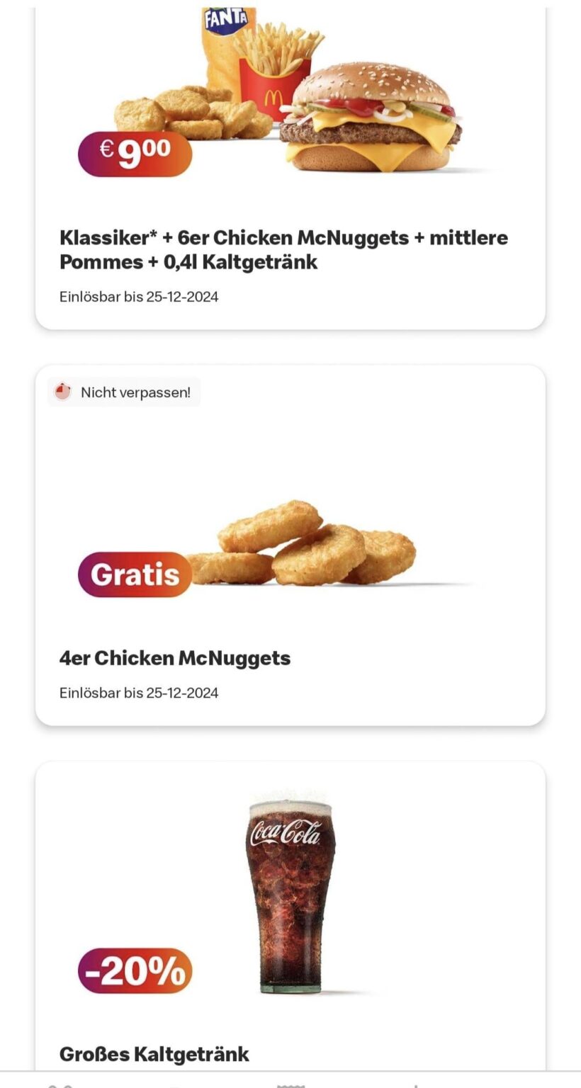 Hab einen gratis 4er chicken nuggets Gutschein der heute abläuft, falls ihn wer haben will