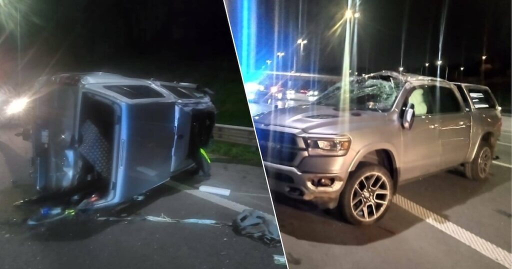 Geländewagen überschlug sich nach Kollision auf dem Brüsseler Innenring in Machelen