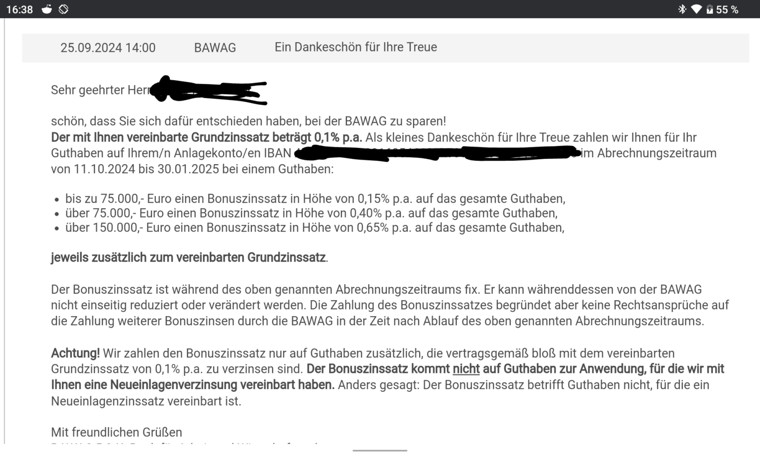 Wow BAWAG! Danke!