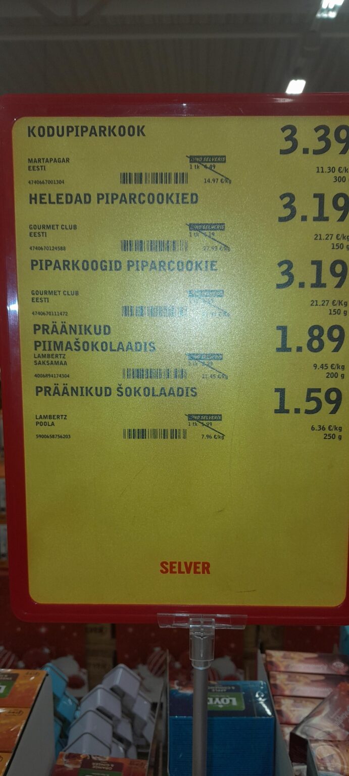 Tartu Aardla Selver verkauft: verschiedene Arten von Pfefferkeksen.