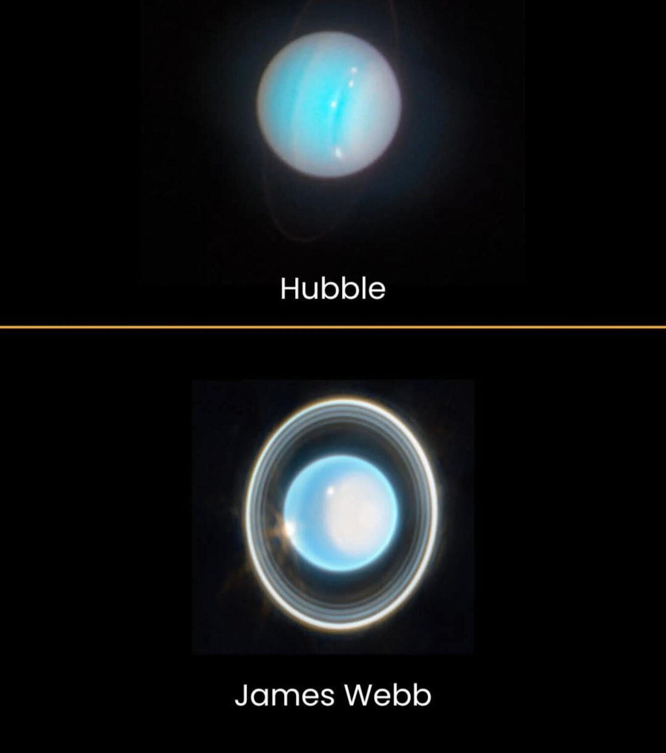 Uranus in den Augen von Hubble vs. JWST