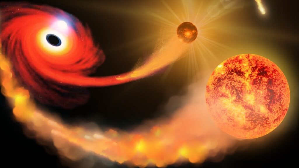 Stern entkommt gefräßigem, supermassivem Schwarzen Loch und lässt seinen stellaren Partner zurück