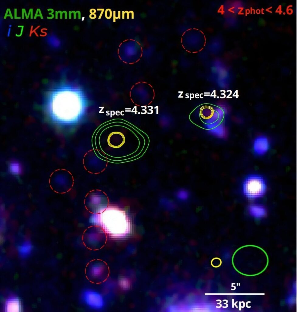 Die neu entdeckte Gruppe beherbergt zwei optisch dunkle Sternentstehungsgalaxien
