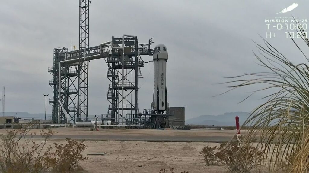 Blue Origin Scrubs Wahrzeichen New Shepard Moon-Grenze Start aufgrund von Wetter, Raketenfehler