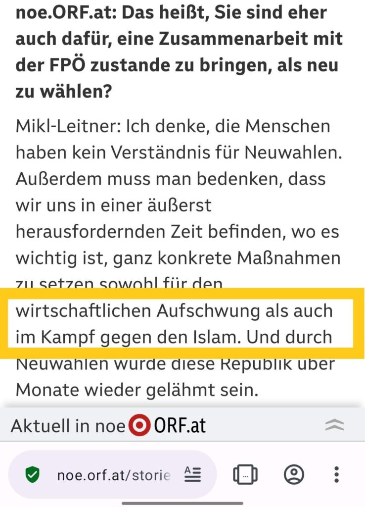 Mikl-Leitner ruft "Kampf gegen den Islam" aus